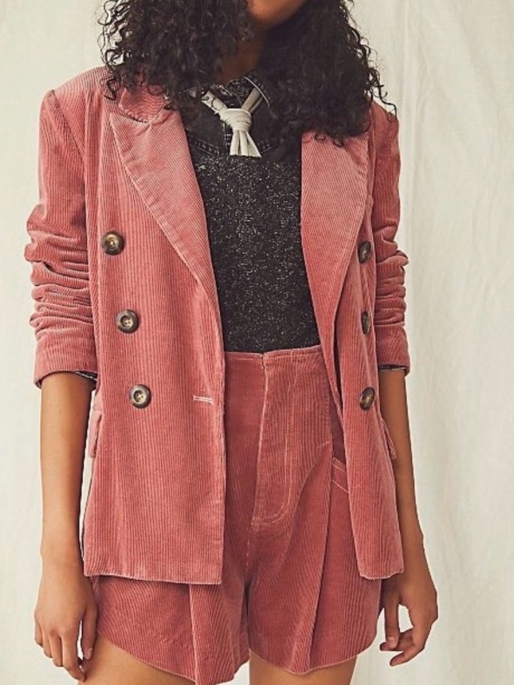 Free People Ella Cord Suit Set Corduroy Blazer & Shorts Terracotta Size 4